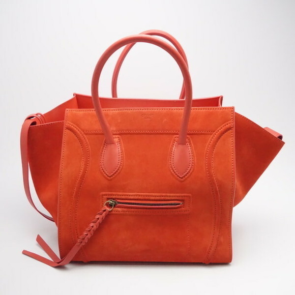 Celine Bag Small Square Phantom Luggage Suede Orange - Picture 1 of 3